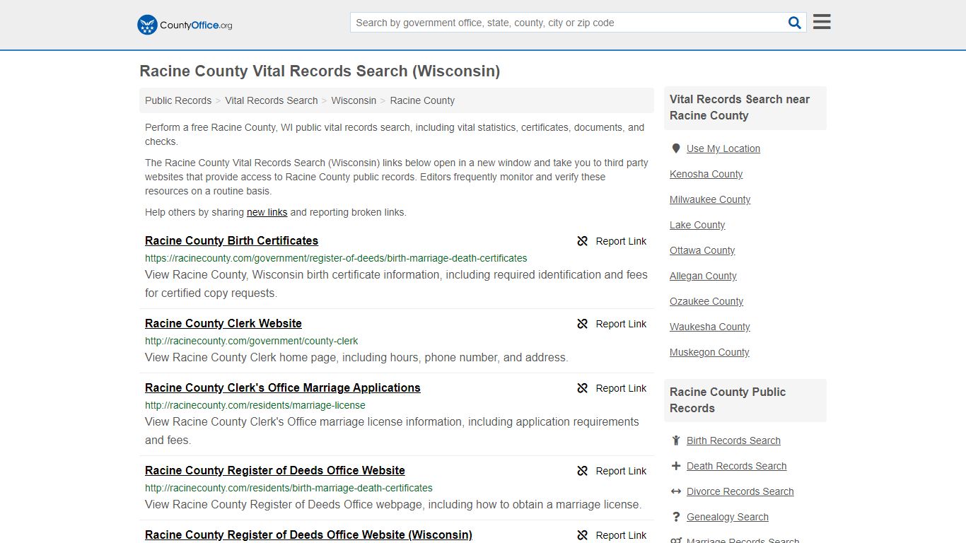 Vital Records Search - Racine County, WI (Birth, Death ...